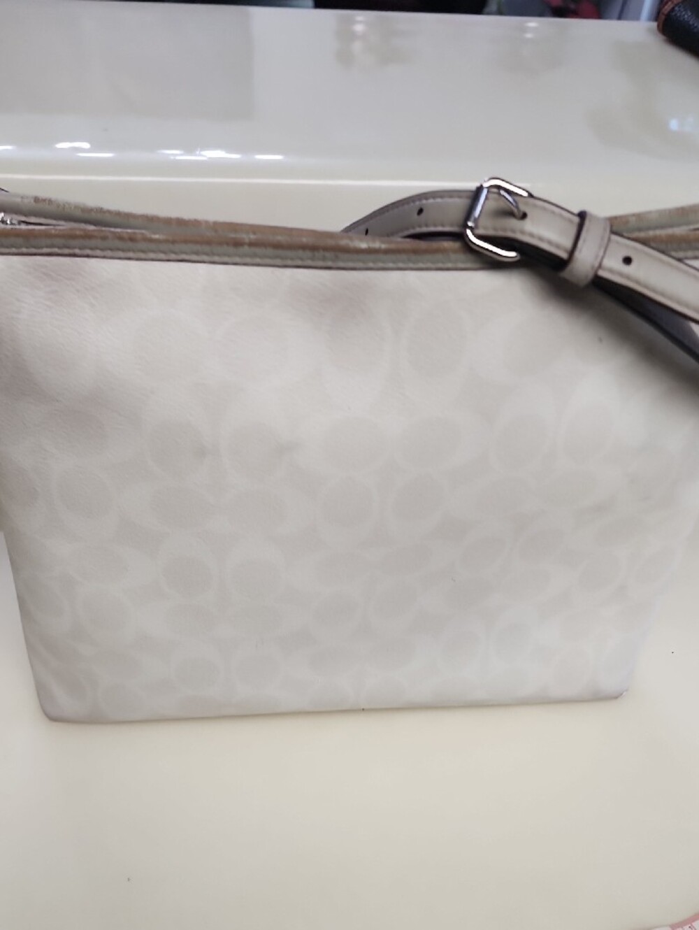 Coach White Crossbody with Orange and Yellow Stripe Detail - Picture 12 of 16